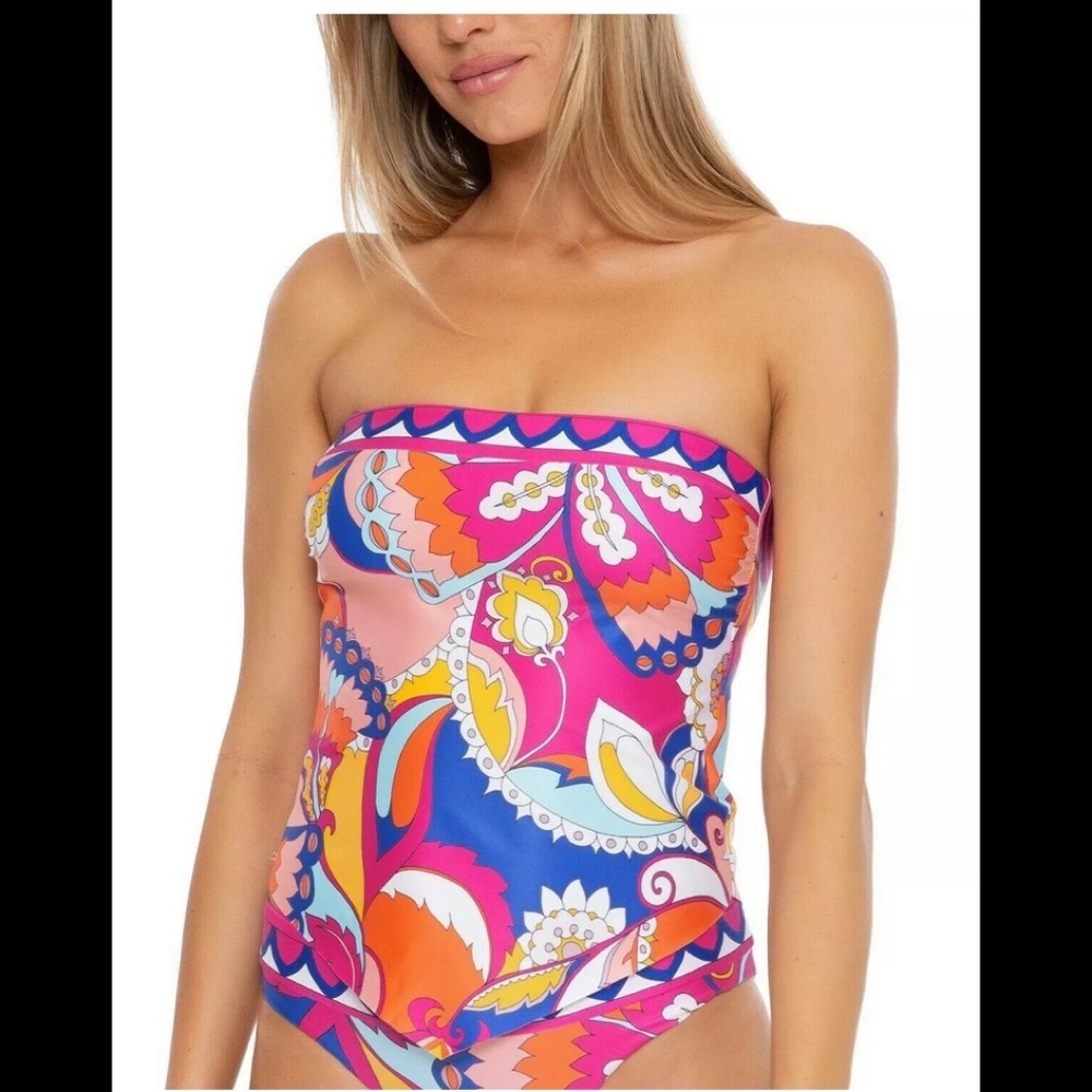 Trina Turk PINK MULTI Sevilla Tankini Swim Top, US 8